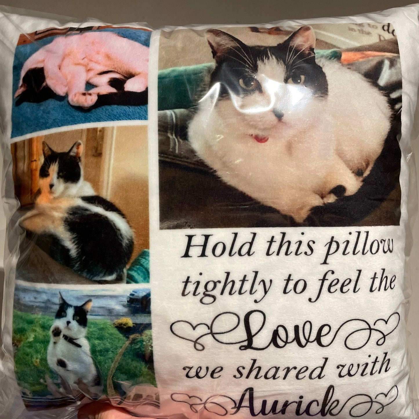 Personalised Pet Cuddle Cushion. Pet Loss Memorial Cushion