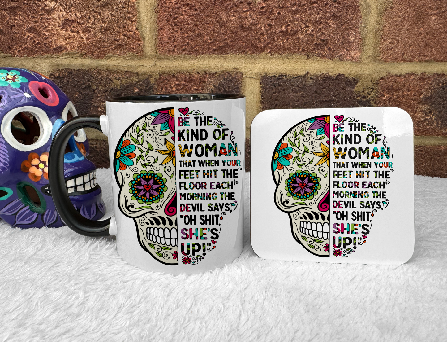 Sugar Skull Mug Set. 'Oh shit she's up!'