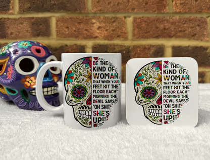 Sugar Skull Mug Set. 'Oh shit she's up!'