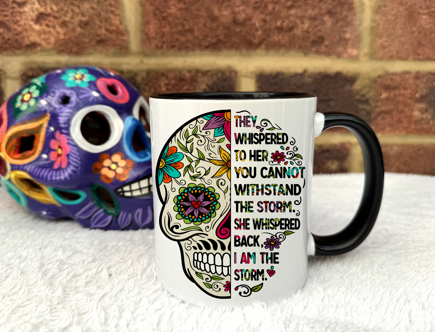 Sugar Skull Mug Set. 'I am the storm.'