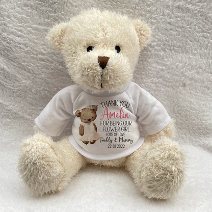 Flower Girl Thank You Gift. Teddy Bear Gift Set for Bridesmaids.