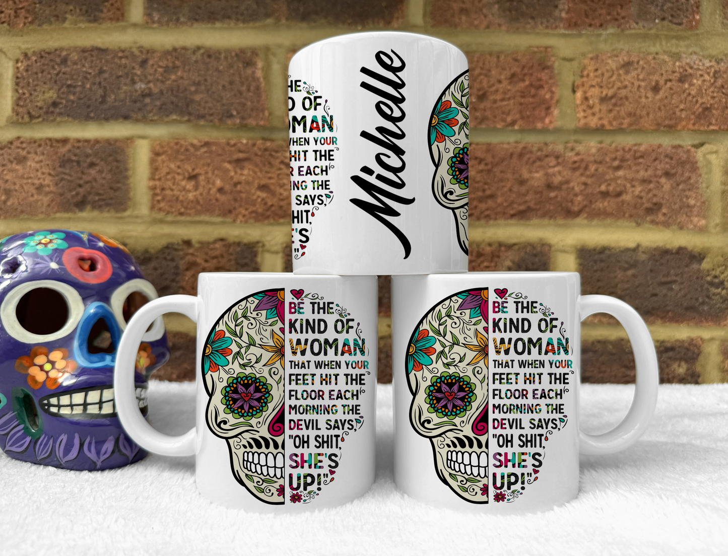 Sugar Skull Mug Set. 'Oh shit she's up!'
