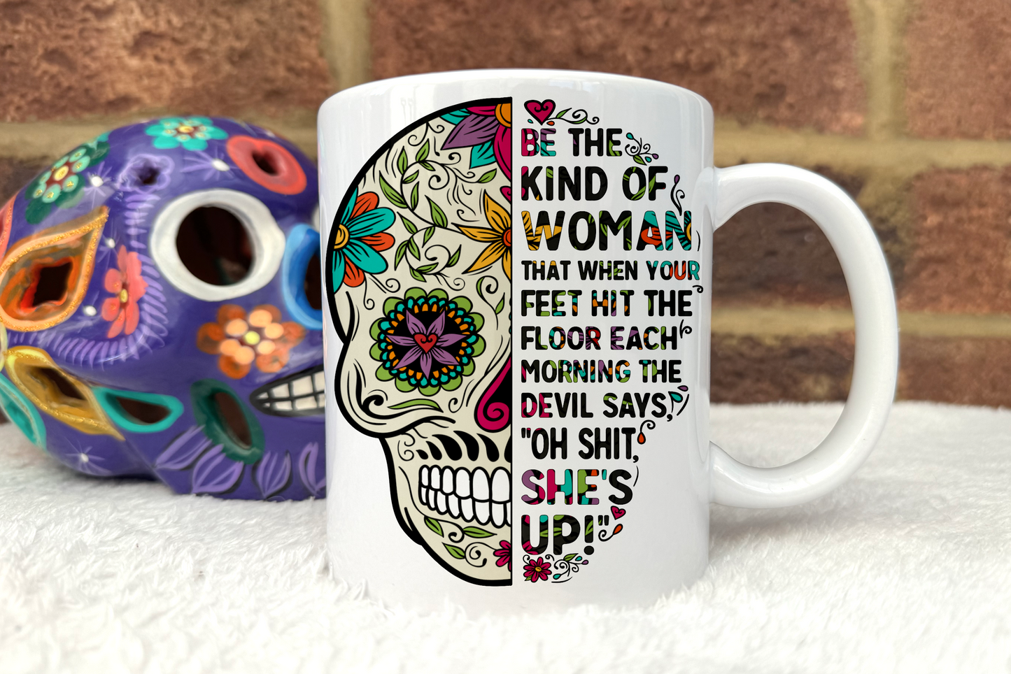 Sugar Skull Mug Set. 'Oh shit she's up!'