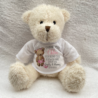 Flower Girl Thank You Gift. Teddy Bear Gift Set for Bridesmaids.