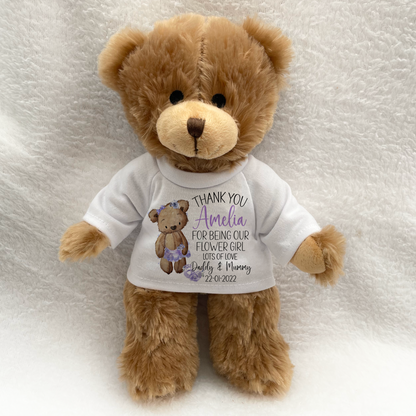 Flower Girl Thank You Gift. Teddy Bear Gift for Bridesmaids.