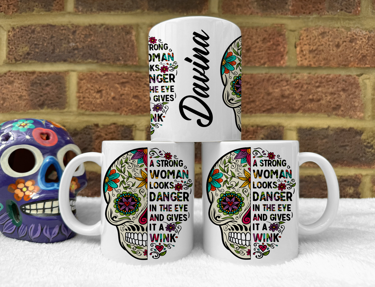 Sugar Skull Mug Set. 'Gives Danger A Wink.'