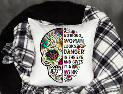 Sugar Skull Cushion. 'Looks Danger in the eye and gives it a wink'.