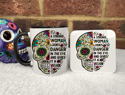 Sugar Skull Mug Set. 'Gives Danger A Wink.'