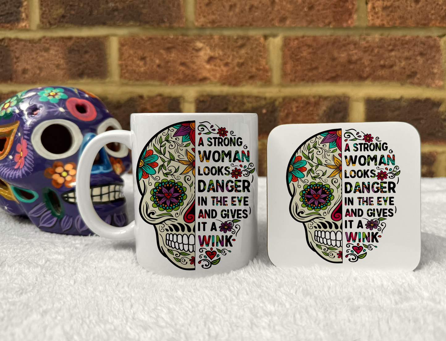Sugar Skull Mug Set. 'Gives Danger A Wink.'