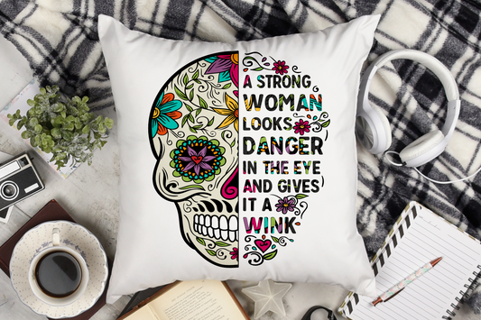 Sugar Skull Cushion. 'Looks Danger in the eye and gives it a wink'.