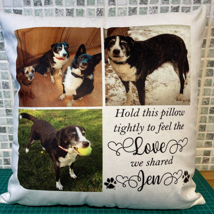 Personalised Pet Cuddle Cushion. Pet Loss Memorial Cushion