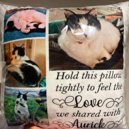 Personalised Pet Cuddle Cushion. Pet Loss Memorial Cushion