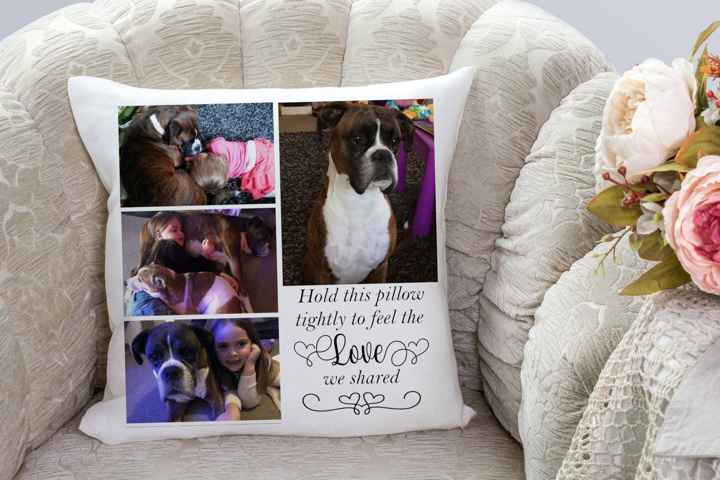 Personalised Pet Cuddle Cushion. Pet Loss Memorial Cushion