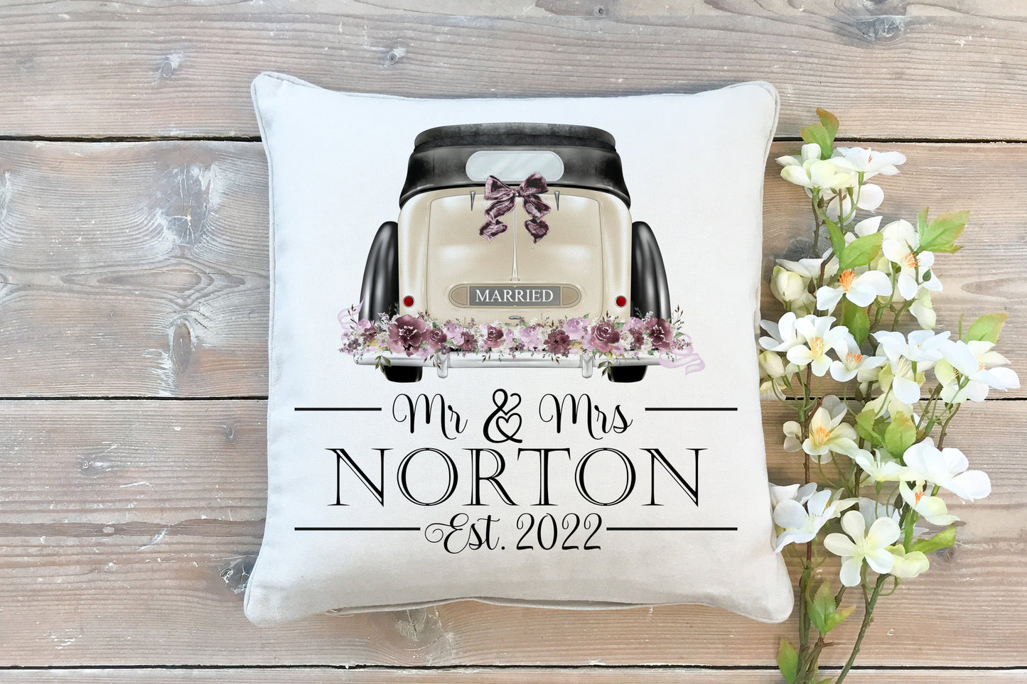 Personalised Newly Wed Name Cushion.  Wedding and Anniversary Gift.